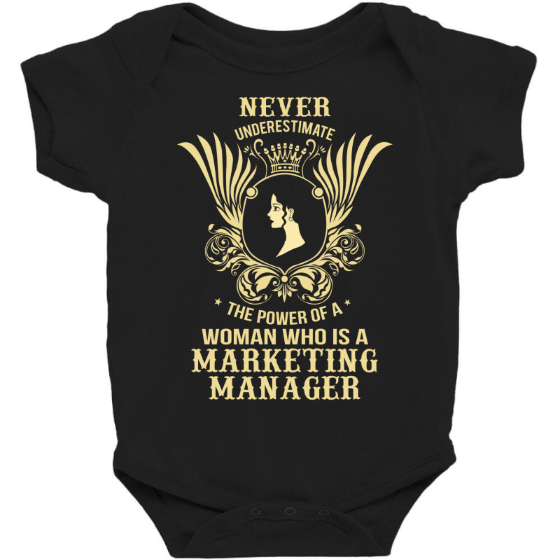 Never Underestimate The Marketing Manager Baby Bodysuit by thanchashop | Artistshot