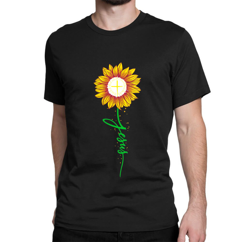 Womens Faith God Christian Religious Bible Church Jesus Sunflower Funn Classic T-shirt by Aria-Proctor | Artistshot