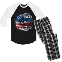 She Is A Good Girl Love Her Mama Jesus And America Men's 3/4 Sleeve Pajama Set | Artistshot