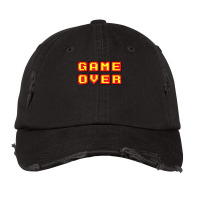 Game Over Vintage Retro Video Games Gaming Gift Arcade T Shirt Vintage Cap | Artistshot