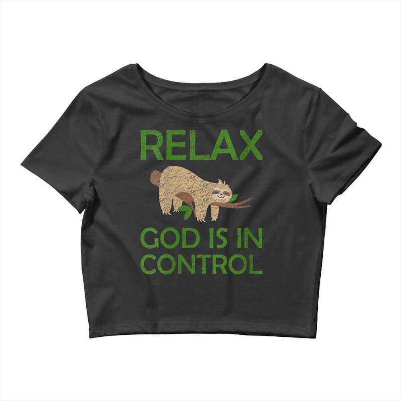 Womens Relax God Is In Control Sloth Lover Christian Faith Bible Funny Crop Top by Aria-Proctor | Artistshot