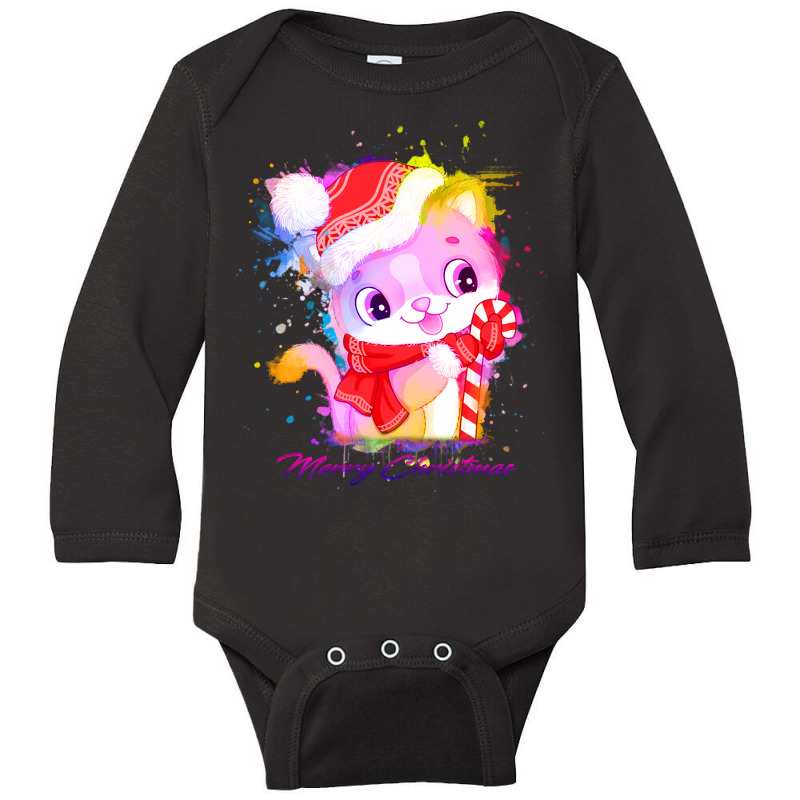 Merry Christmas Cat Long Sleeve Baby Bodysuit | Artistshot