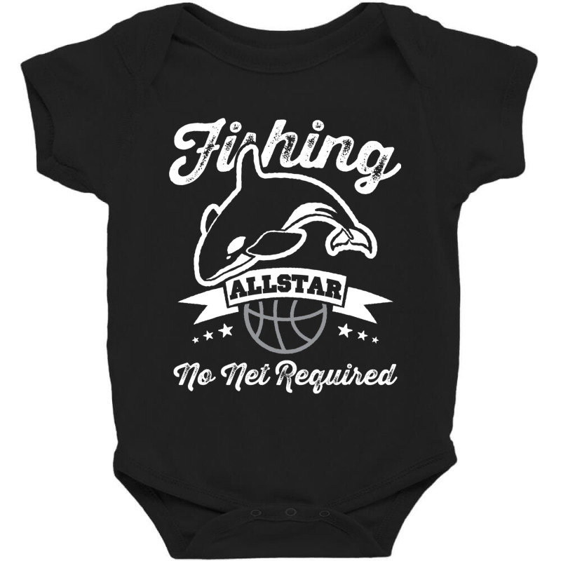 Orca Fishing Allstar No Net Required Funny Basketball Humor Long Sleev Baby Bodysuit | Artistshot