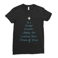 Wonderful Counselor Bible Scripture Christmas Christian Tree Funny Gif Ladies Fitted T-shirt | Artistshot