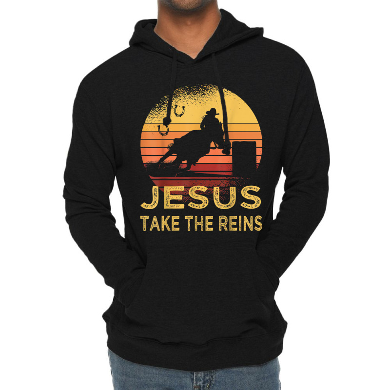 Vintage Retro Horse Barrel Racing Jesus Take The Reins Rodeo Lightweight Hoodie | Artistshot