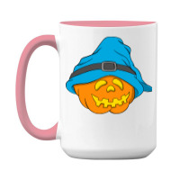 Halloween Jack O Lantern T  Shirt Slouchy Hat Halloween Pumpkin Blue V 15 Oz Coffee Mug | Artistshot