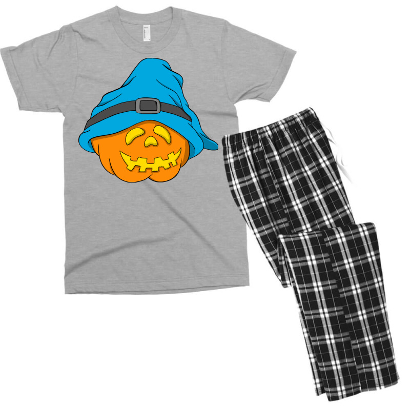 Halloween Jack O Lantern T  Shirt Slouchy Hat Halloween Pumpkin Blue V Men's T-shirt Pajama Set | Artistshot