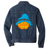 Halloween Jack O Lantern T  Shirt Slouchy Hat Halloween Pumpkin Blue V Men Denim Jacket | Artistshot