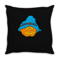 Halloween Jack O Lantern T  Shirt Slouchy Hat Halloween Pumpkin Blue V Throw Pillow | Artistshot