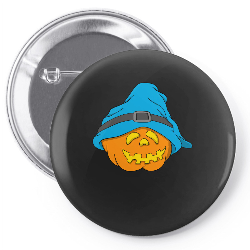 Halloween Jack O Lantern T  Shirt Slouchy Hat Halloween Pumpkin Blue V Pin-back Button | Artistshot