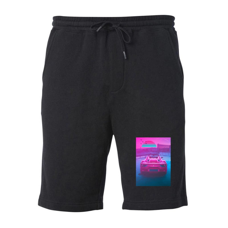 Car Retro Synthwave Sun Fleece Short by Jeff_Nugroho | Artistshot