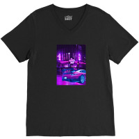 Car Retro Neon Synthwave V-neck Tee | Artistshot