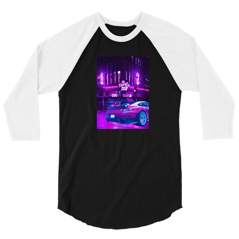 Car Retro Neon Synthwave 3/4 Sleeve Shirt by Jeff_Nugroho | Artistshot