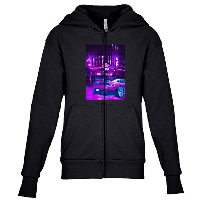 Car Retro Neon Synthwave Youth Zipper Hoodie by Jeff_Nugroho | Artistshot