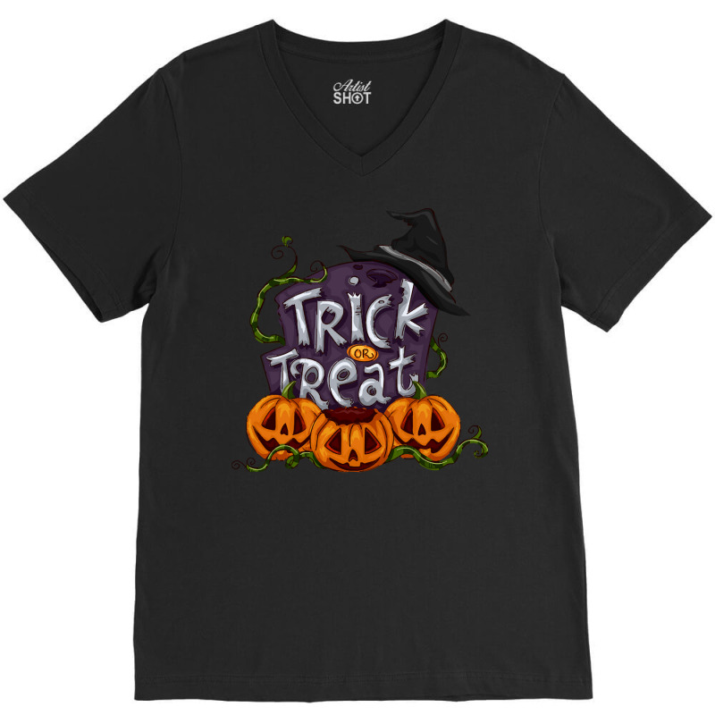 Halloween Pumpkin Trick Or Treat T  Shirt Halloween Pumpkin , Trick Or V-neck Tee | Artistshot