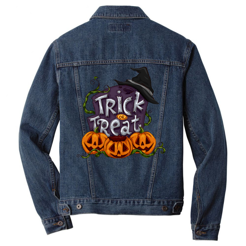 Halloween Pumpkin Trick Or Treat T  Shirt Halloween Pumpkin , Trick Or Men Denim Jacket | Artistshot