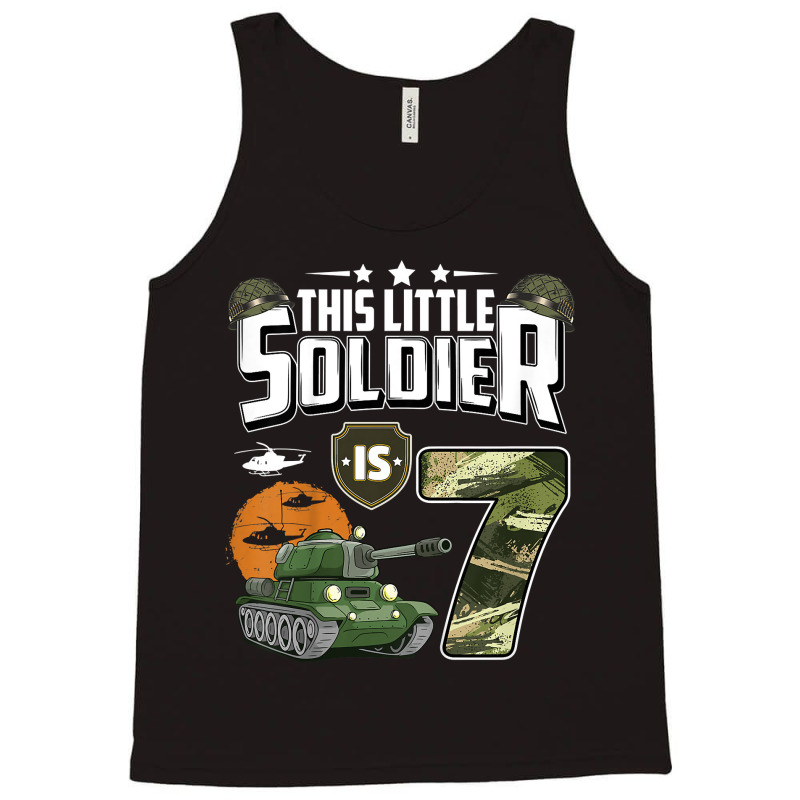 Kids 7 Year Old Soldier 7th Birthday Military Themed Camo Boys Tank Top | Artistshot