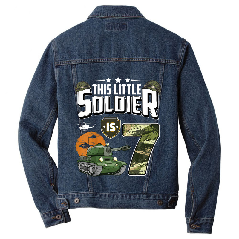 Kids 7 Year Old Soldier 7th Birthday Military Themed Camo Boys Men Denim Jacket | Artistshot