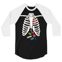 Halloween Skeleton T  Shirt Skeleton Rib Cage Heart Candy Funny Hallow 3/4 Sleeve Shirt | Artistshot