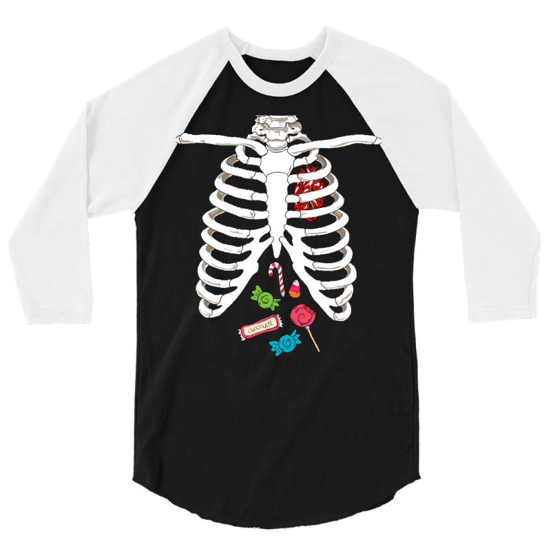 Halloween Skeleton T  Shirt Skeleton Rib Cage Heart Candy Funny Hallow 3/4 Sleeve Shirt | Artistshot