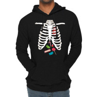 Halloween Skeleton T  Shirt Skeleton Rib Cage Heart Candy Funny Hallow Lightweight Hoodie | Artistshot