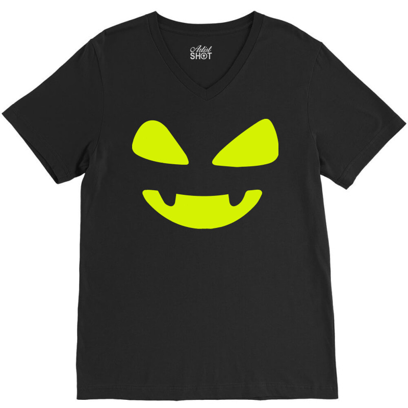 Halloween T  Shirt Big Scary Slime In Black Smiling Halloween Pumpkin V-neck Tee | Artistshot