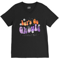 Halloween T  Shirt Cute Retro Halloween Let's Go Ghouls T  Shirt V-neck Tee | Artistshot