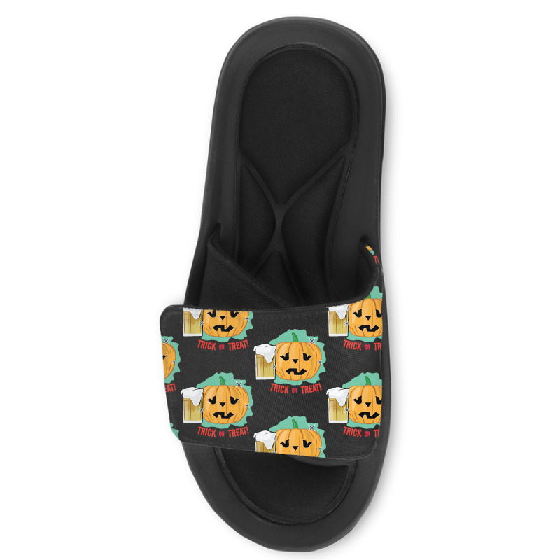 Halloween T  Shirt Drinking Halloween Pumpkin   Funny T  Shirt Slide Sandal | Artistshot