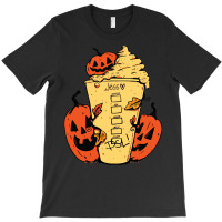 Halloween T  Shirt Fall Coffee P N G Pumpkin Spice Latte Iced Warm Coz T-shirt | Artistshot