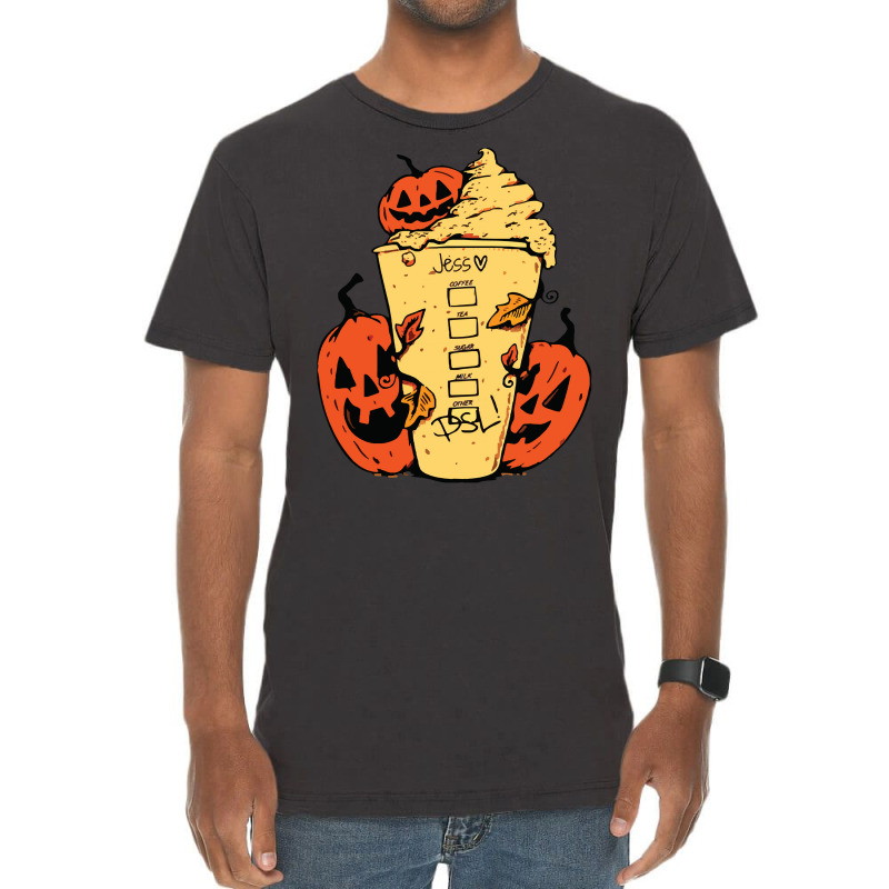 Halloween T  Shirt Fall Coffee P N G Pumpkin Spice Latte Iced Warm Coz Vintage T-shirt | Artistshot