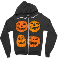 Halloween T  Shirt Four Jack O  Lantern Carved Pumpkins Halloween T  S Zipper Hoodie | Artistshot