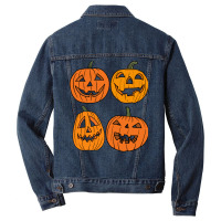 Halloween T  Shirt Four Jack O  Lantern Carved Pumpkins Halloween T  S Men Denim Jacket | Artistshot