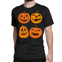 Halloween T  Shirt Four Jack O  Lantern Carved Pumpkins Halloween T  S Classic T-shirt | Artistshot