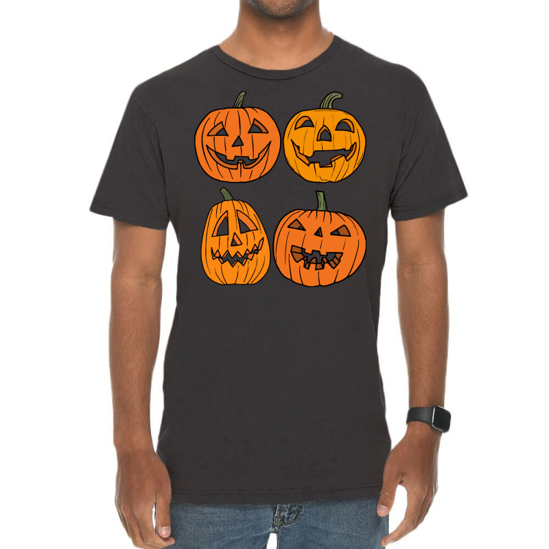 Halloween T  Shirt Four Jack O  Lantern Carved Pumpkins Halloween T  S Vintage T-shirt | Artistshot