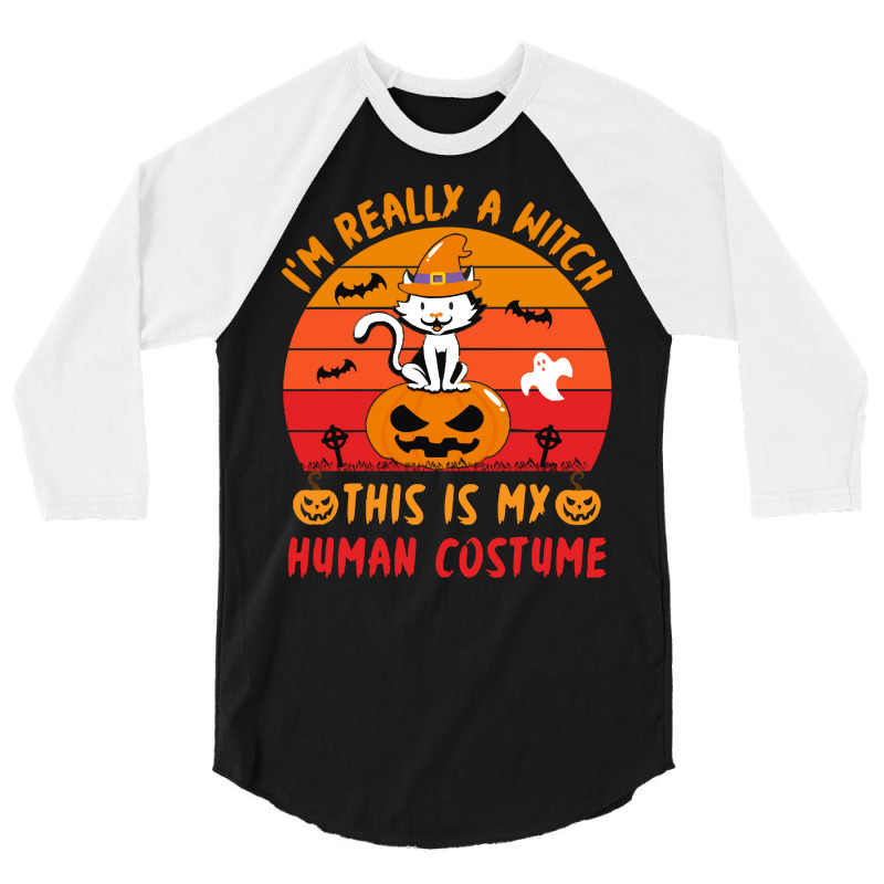 Halloween T  Shirt Funny Halloween This Is My Human Costume T  Shirt 3/4 Sleeve Shirt | Artistshot