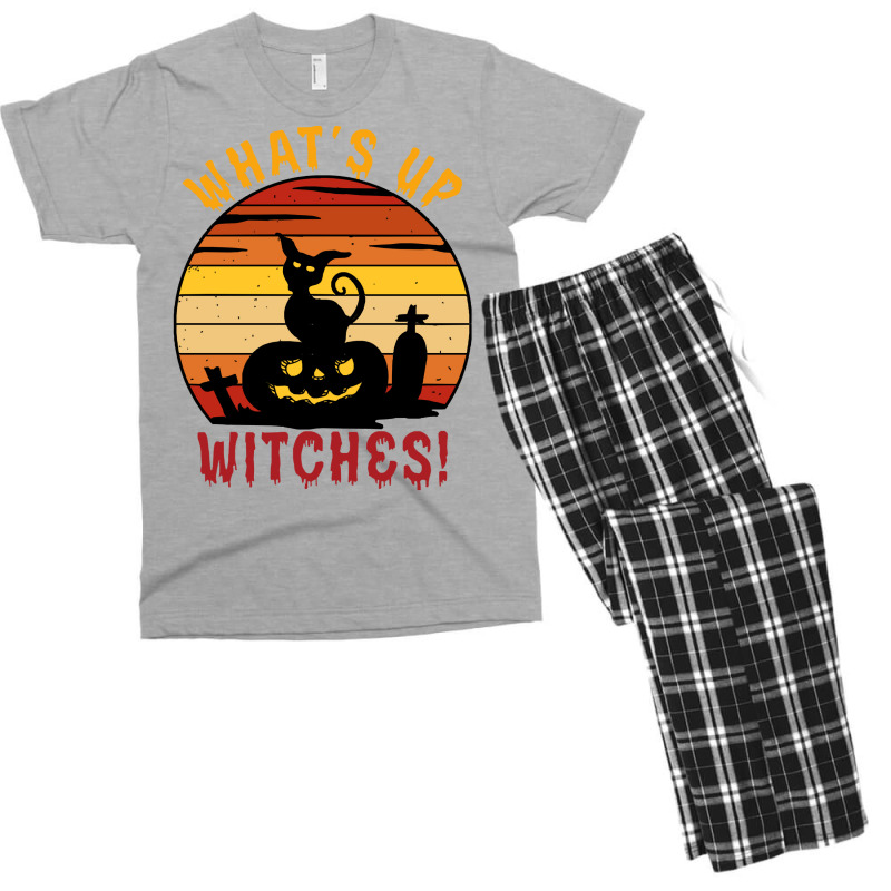 Halloween T  Shirt Funny Halloween What's Up Witches Cat T  Shirt Men's T-shirt Pajama Set | Artistshot