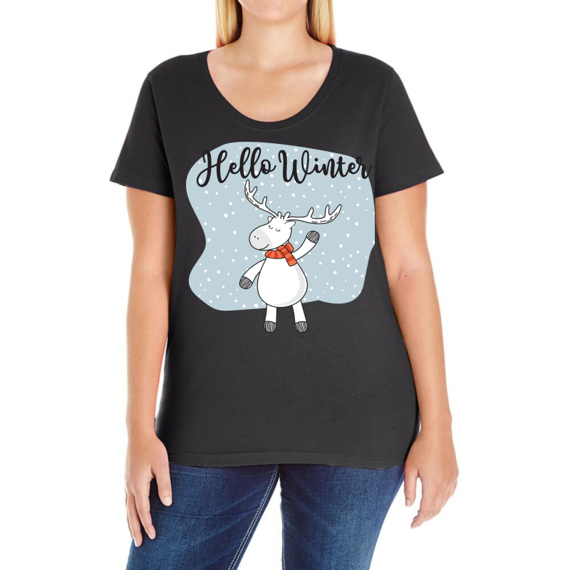 Hello Winter Ladies Curvy T-Shirt by Gursheen | Artistshot