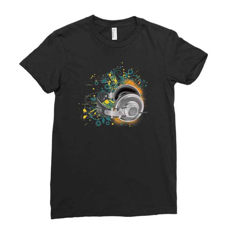 Music Animated Headphones Tshirt Ladies Fitted T-Shirt by Specstore | Artistshot