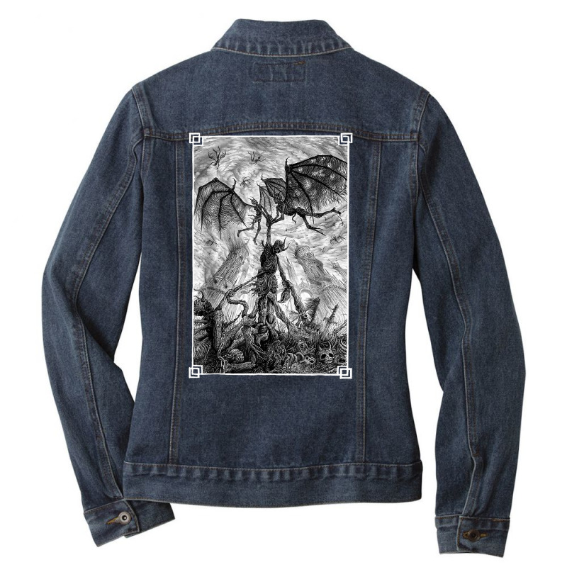 Occult Gothic Dark Satanic Unholy Witchcraft Grunge Emo Goth T Shirt Ladies Denim Jacket by toroooo | Artistshot