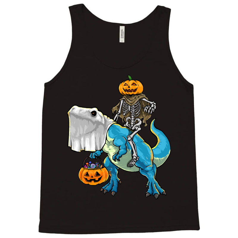 Halloween T  Shirt Halloween T Rex Skeleton Pumpkin T  Shirt Tank Top | Artistshot