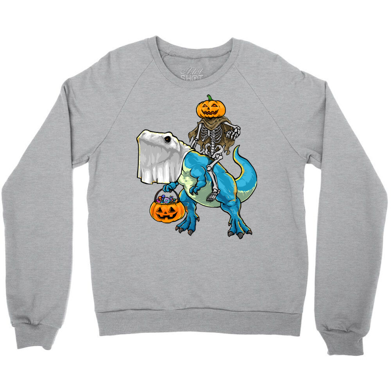 Halloween T  Shirt Halloween T Rex Skeleton Pumpkin T  Shirt Crewneck Sweatshirt | Artistshot