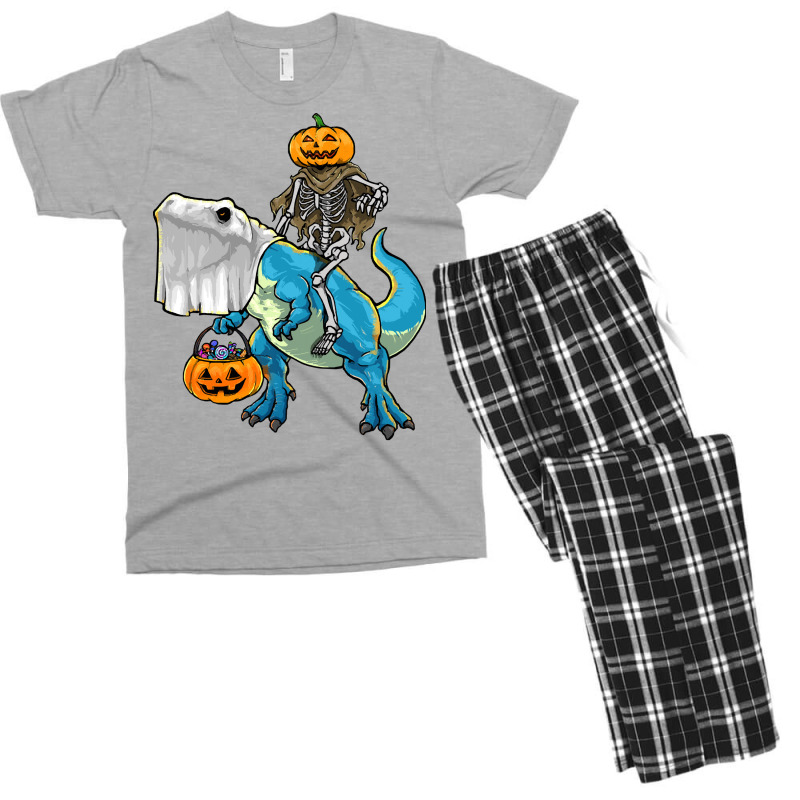 Halloween T  Shirt Halloween T Rex Skeleton Pumpkin T  Shirt Men's T-shirt Pajama Set | Artistshot