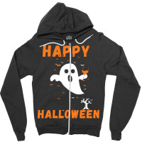 Halloween T  Shirt Happy Halloween Ghost Costumes Women Kids Men T  Sh Zipper Hoodie | Artistshot