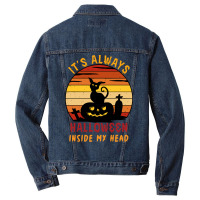 Halloween T  Shirt It's Always Halloween Inside My Head Cat T  Shirt Men Denim Jacket | Artistshot