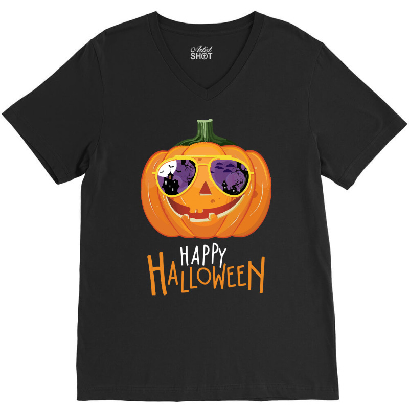 Halloween T  Shirt Jack  O  Lantern Pumpkin Happy Halloween T  Shirt V-neck Tee | Artistshot