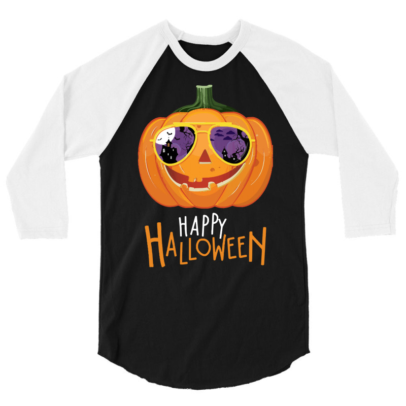 Halloween T  Shirt Jack  O  Lantern Pumpkin Happy Halloween T  Shirt 3/4 Sleeve Shirt | Artistshot