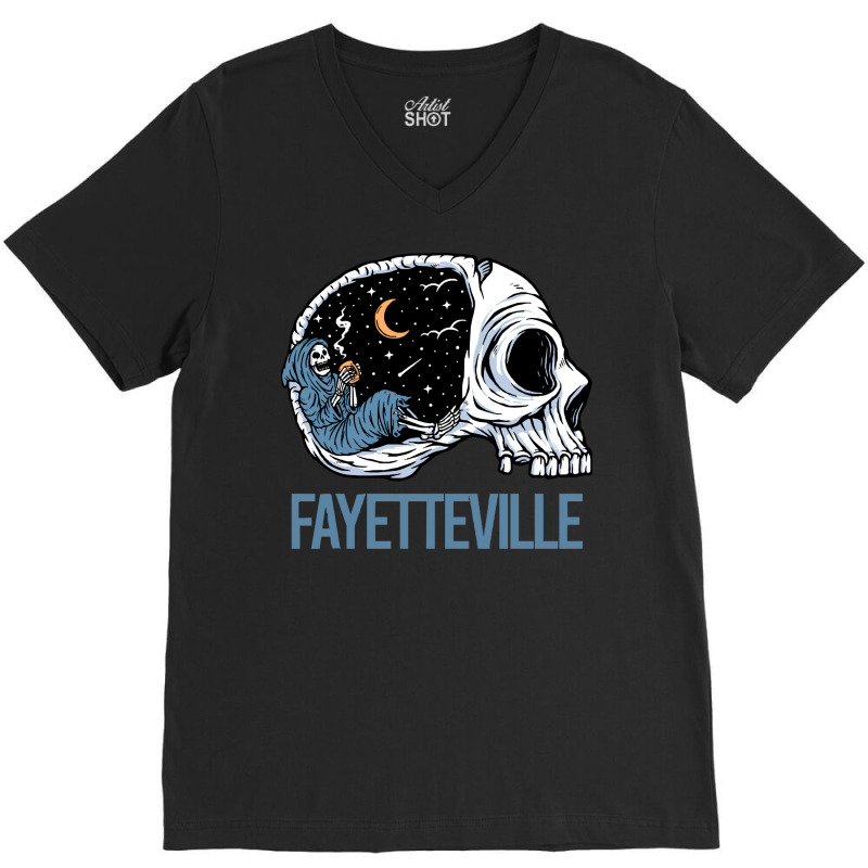 Fayetteville T  Shirt Chilling Skeleton Fayetteville T  Shirt V-neck Tee | Artistshot