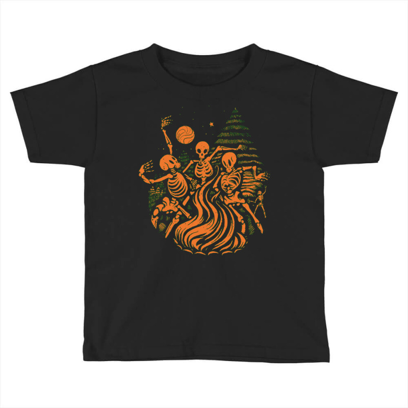 Skeleton Halloween T  Shirt Halloween Dancing Skeletons Fire T  Shirt Toddler T-shirt by cauliflowermortgage | Artistshot