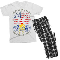 American Grown Barbadian Roots Usa Barbados Flag Heritage T Shirt Men's T-shirt Pajama Set | Artistshot