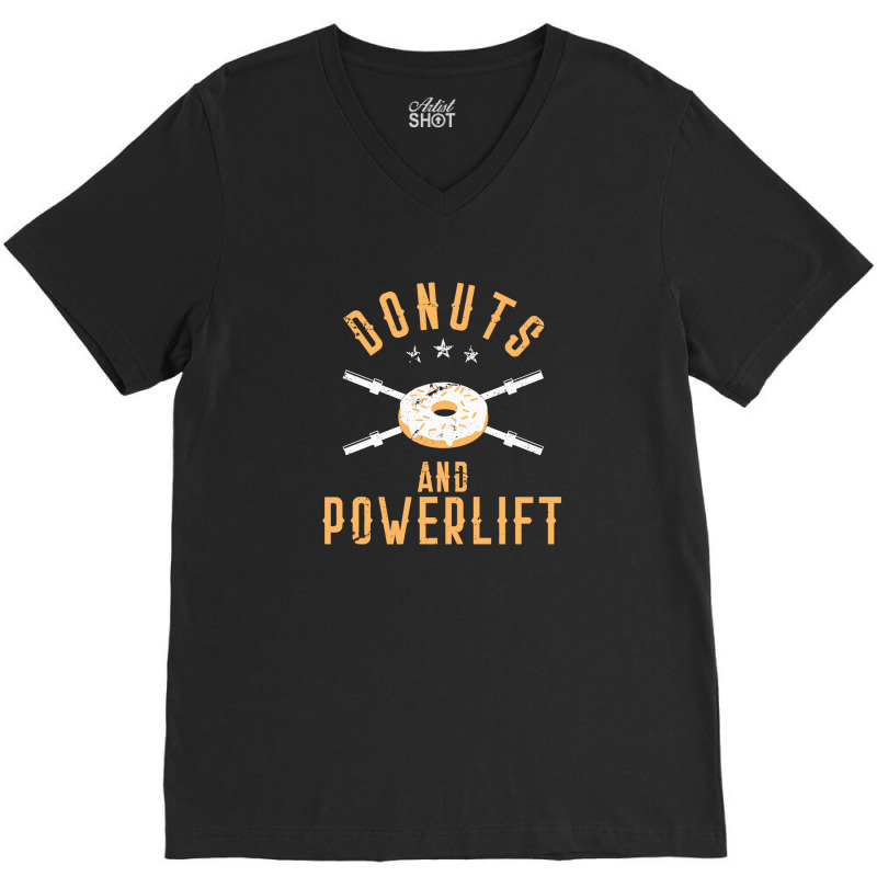 Donuts And Powerlift T Shirt V-neck Tee | Artistshot